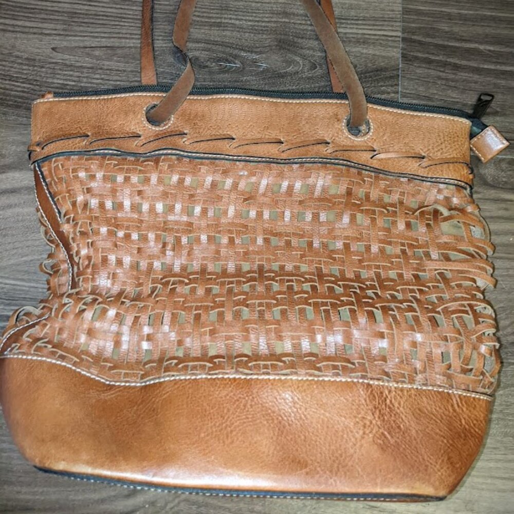 RARE! Vintage // Patricia Nash - Woven Bucket Bag Purse + Dust Bag - Cocoa